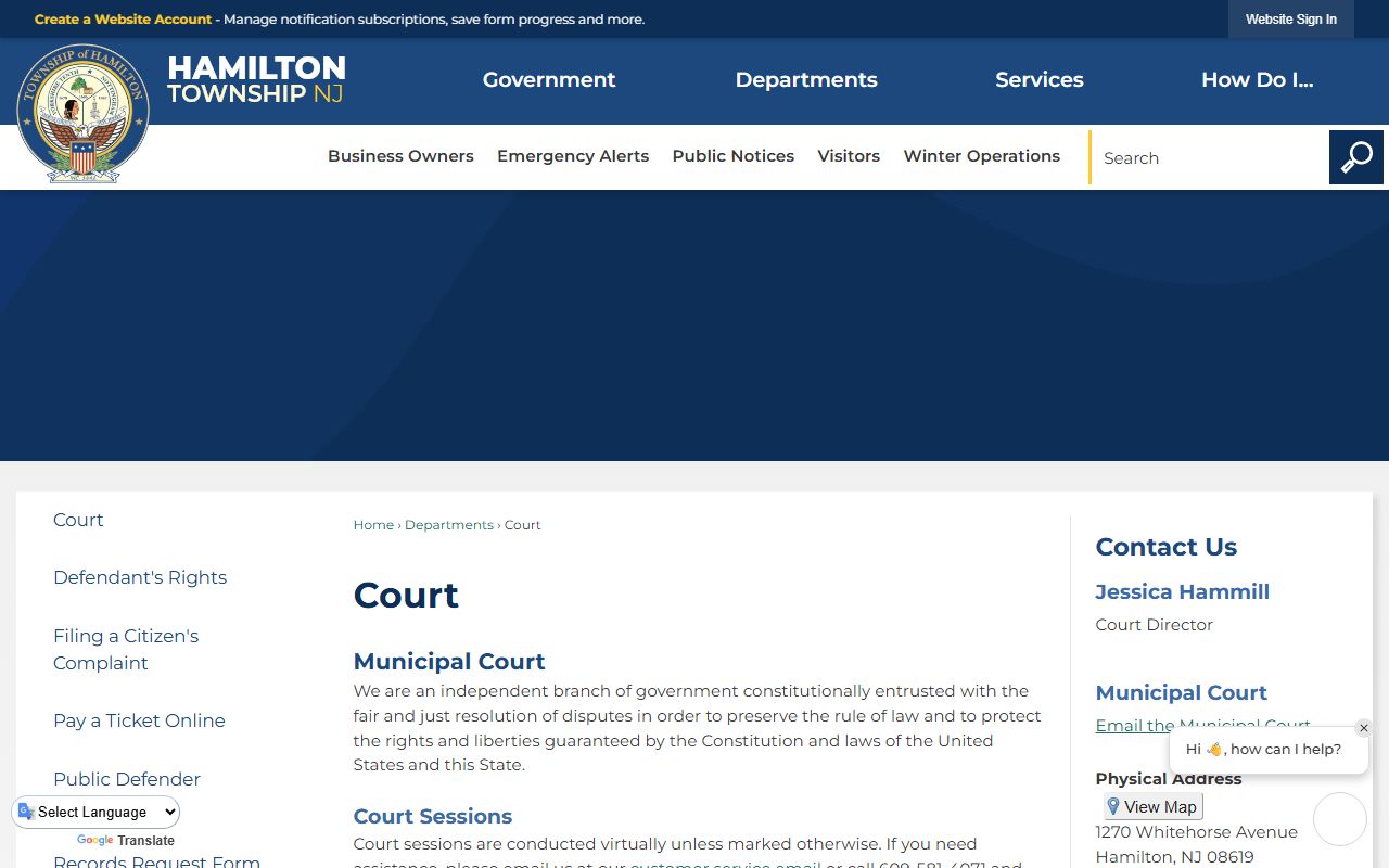 Hamilton Township warrant records