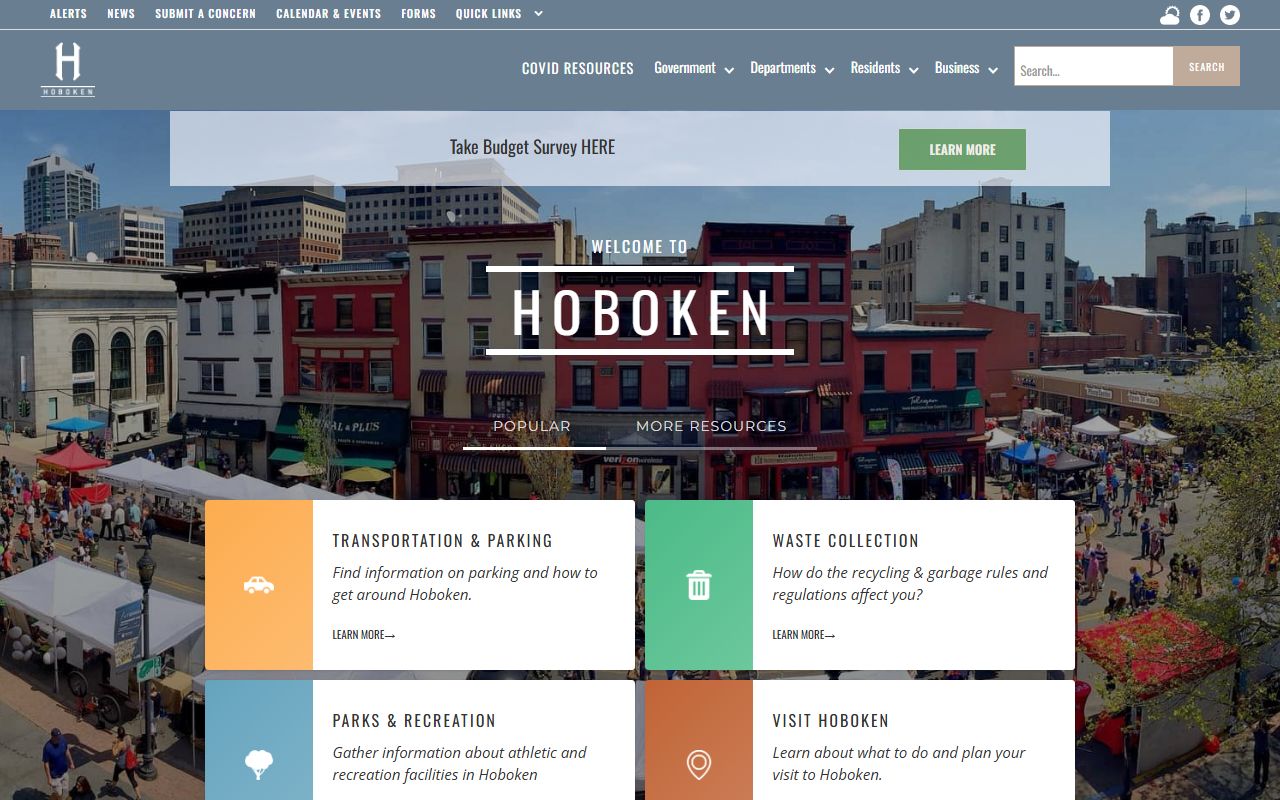 Hoboken city official website with resources for warrant records