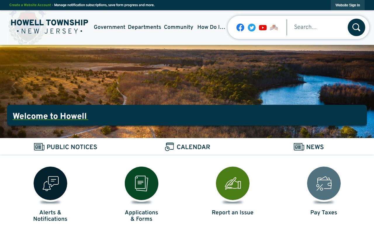 Howell Township official website with police and warrant records information