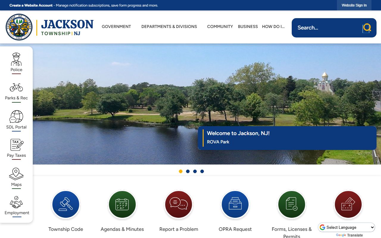 Jackson Township official website with resources for warrant records