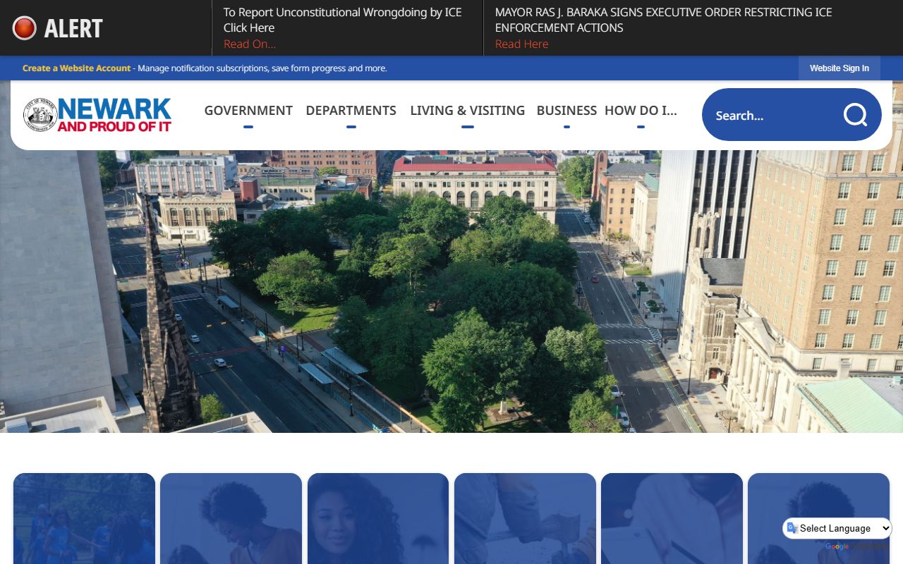 Newark city official website showing Newark warrant records resources