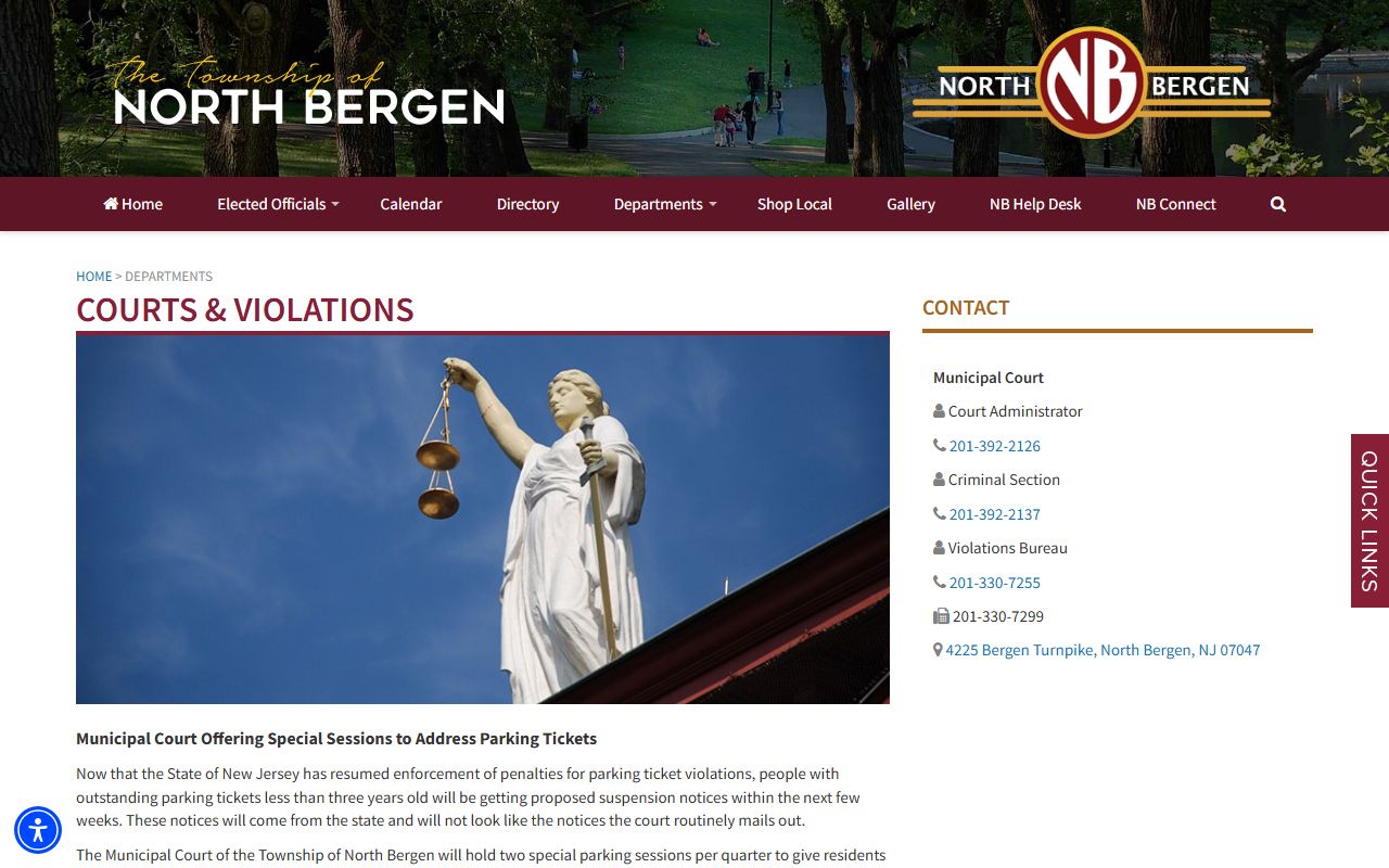 North Bergen Township municipal courts page for North Bergen Township warrant records