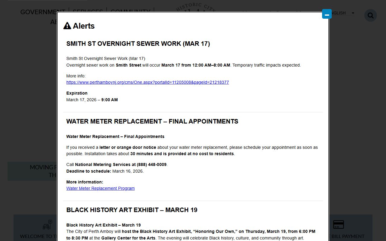 Perth Amboy official city website with police and warrant records resources
