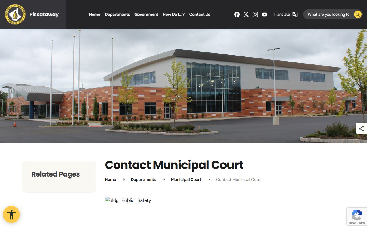 Piscataway Township Municipal Court contact page for warrant records inquiries