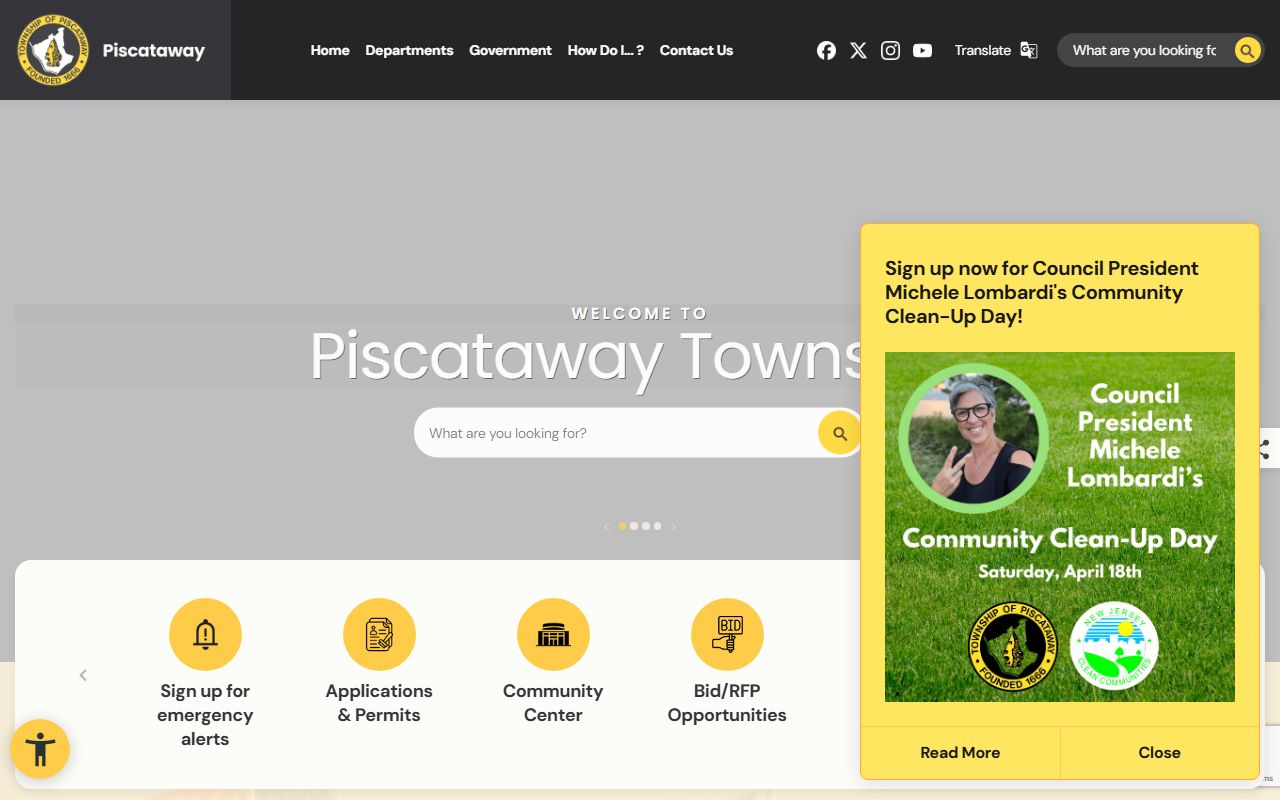 Piscataway Township official website with resources for warrant records