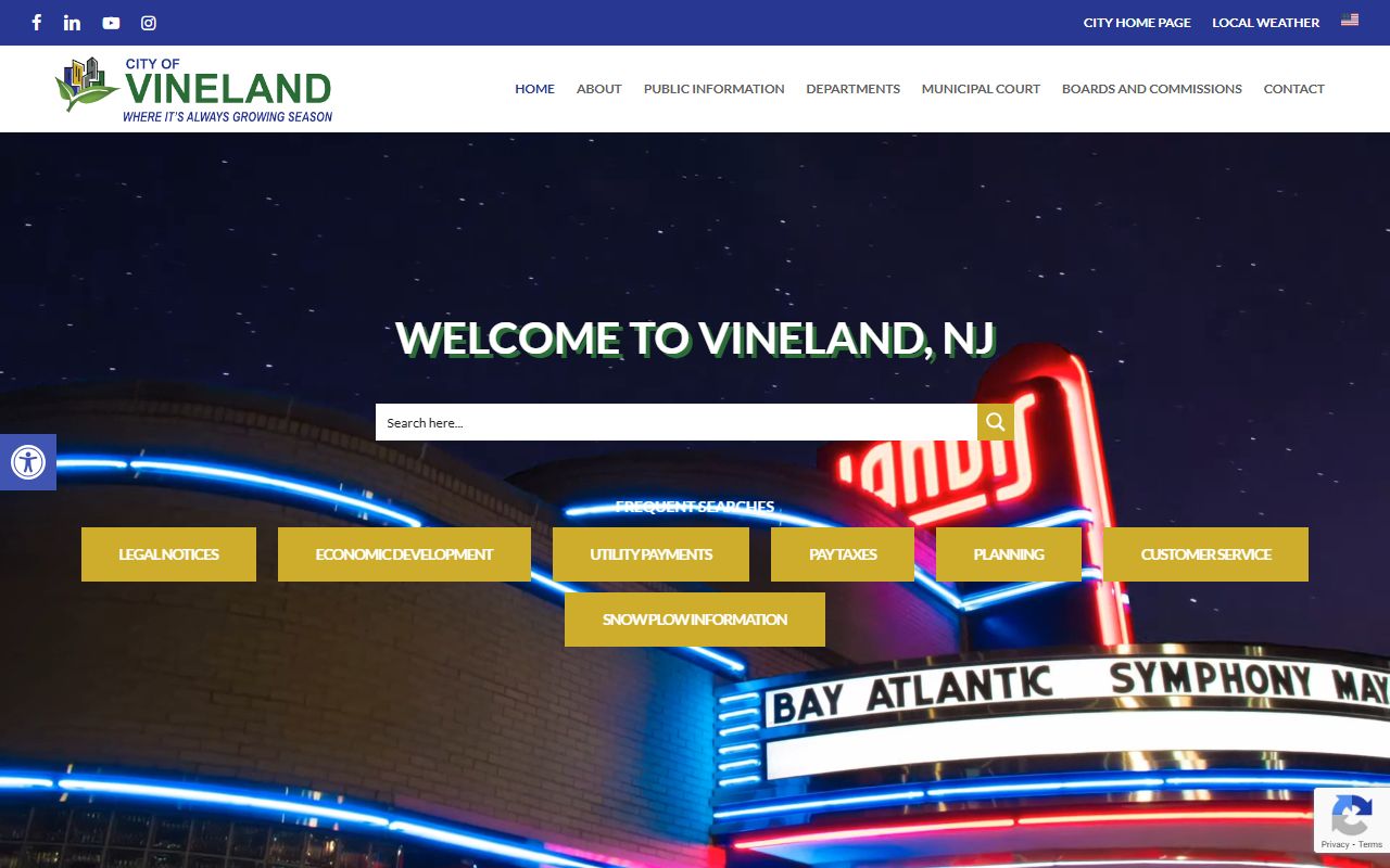 Vineland city official website with resources for warrant records