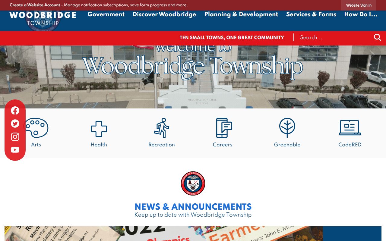 Woodbridge Township official website showing Woodbridge Township warrant records resources