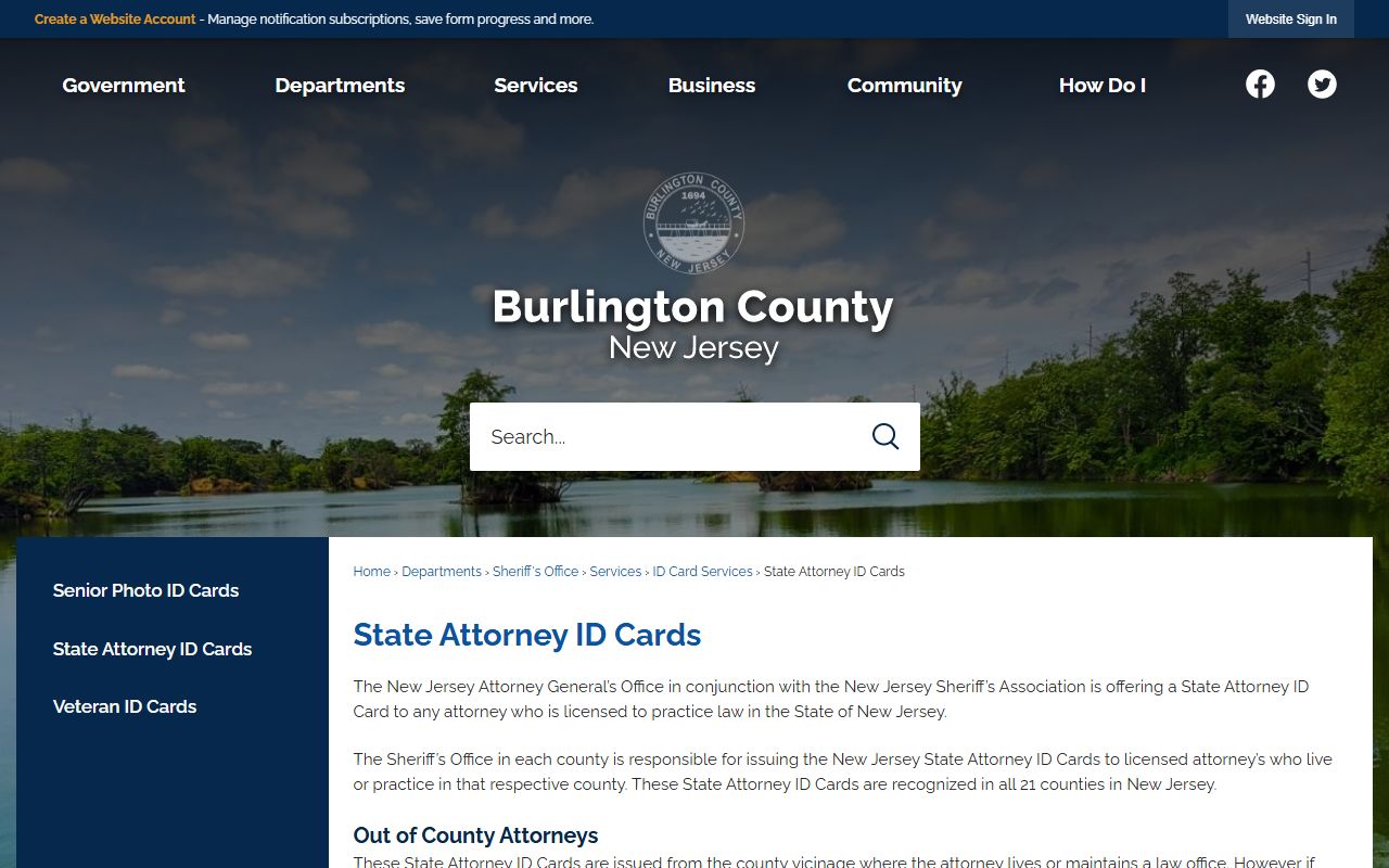 Burlington County Clerk's Office website for Burlington County warrant records