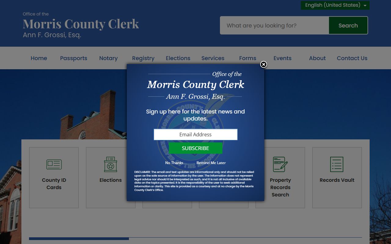 Morris County Clerk Office warrant records