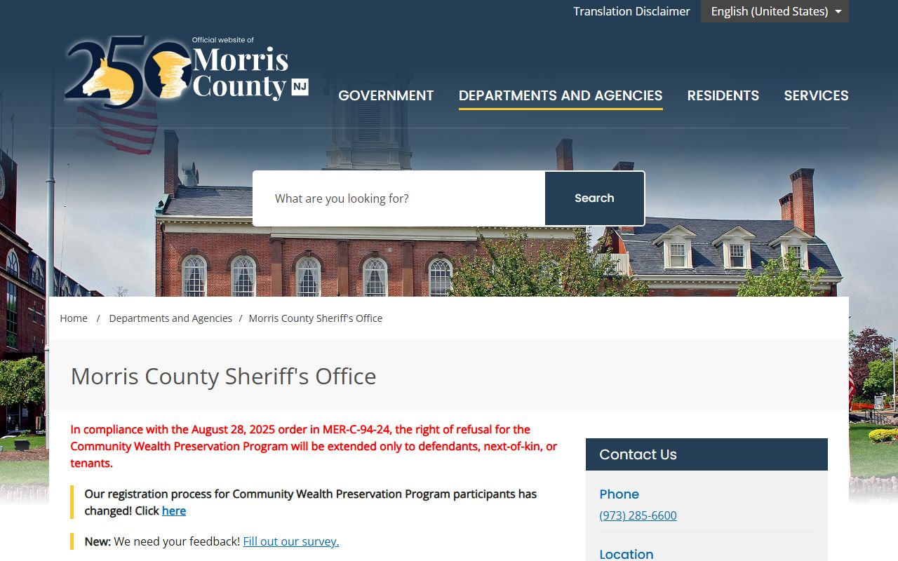 Morris County Sheriff Office warrant records