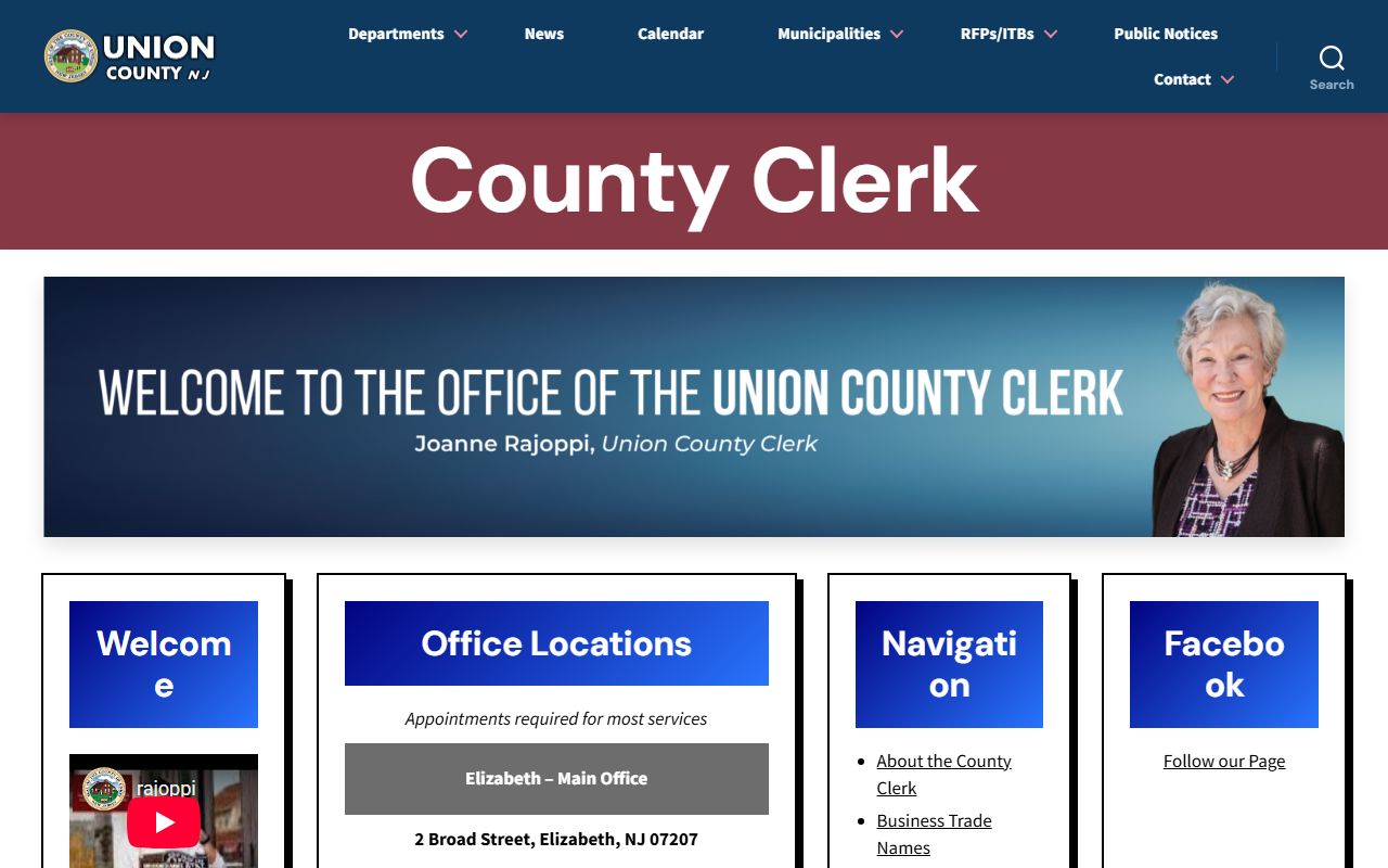 Union County Clerk Office website for public records and court documents
